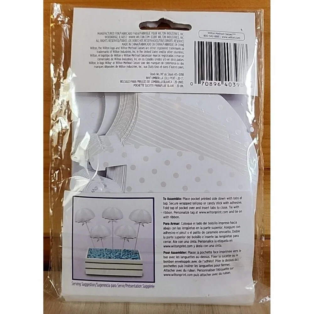 Wilton White Umbrella Lollipop Kit Favor Shower 20 ct New 415-0398